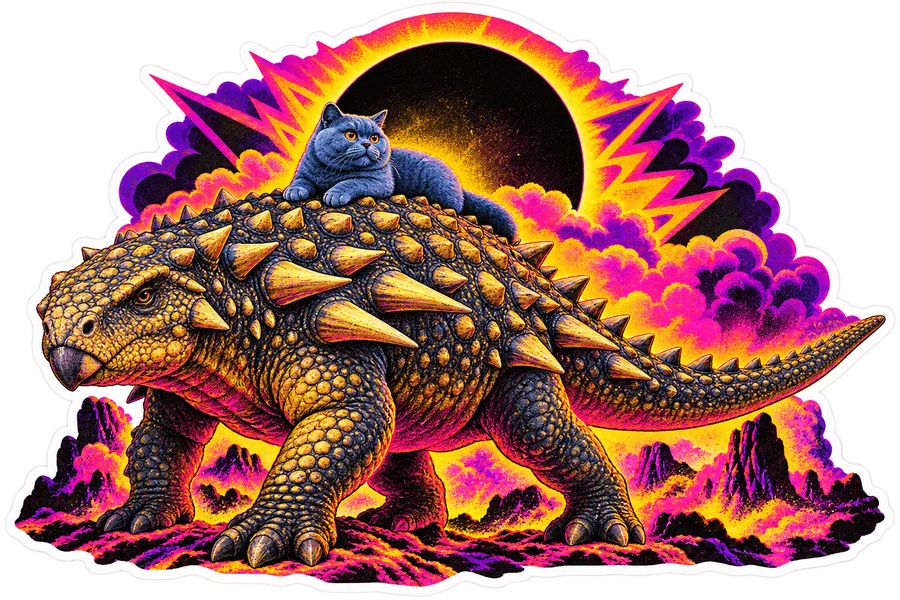 Nodosaurus — With a cat dinosaur sticker, Cosmic Cats collection