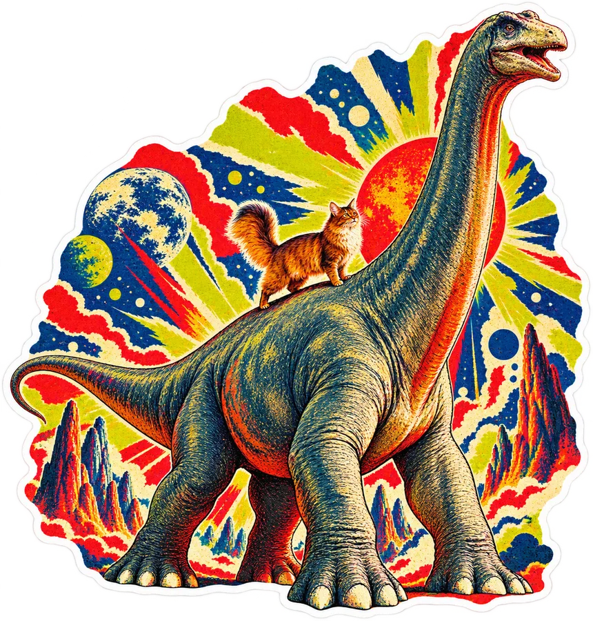 Argentinosaurus — With a cat dinosaur sticker, Cosmic Cats collection
