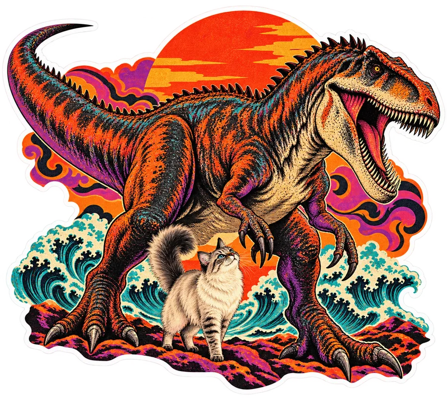Giganotosaurus — With a cat dinosaur sticker, Cosmic Cats collection
