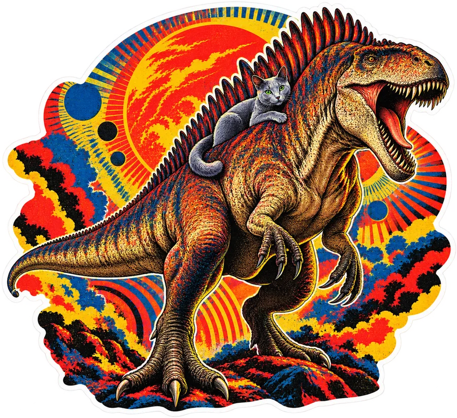 Acrocanthosaurus — With a cat dinosaur sticker, Cosmic Cats collection