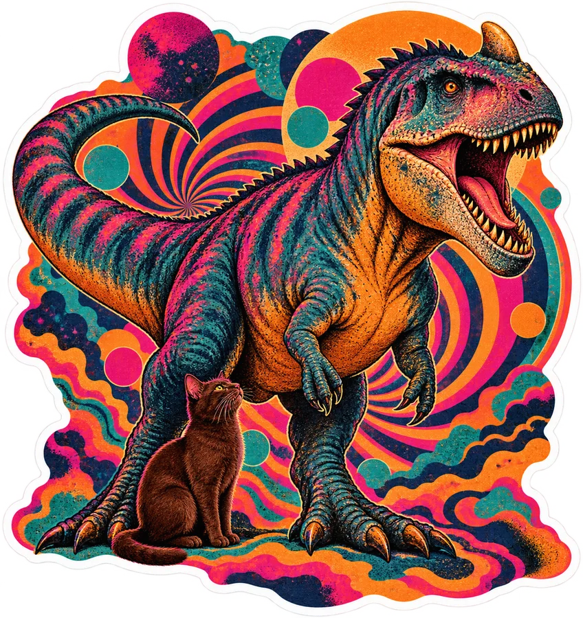 Majungasaurus — With a cat dinosaur sticker, Cosmic Cats collection