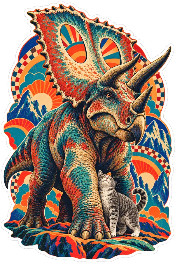 Chasmosaurus — With a cat dinosaur sticker, Cosmic Cats collection