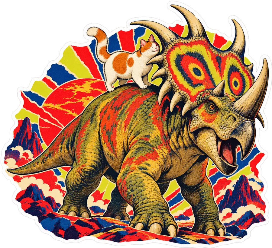 Centrosaurus — With a cat dinosaur sticker, Cosmic Cats collection