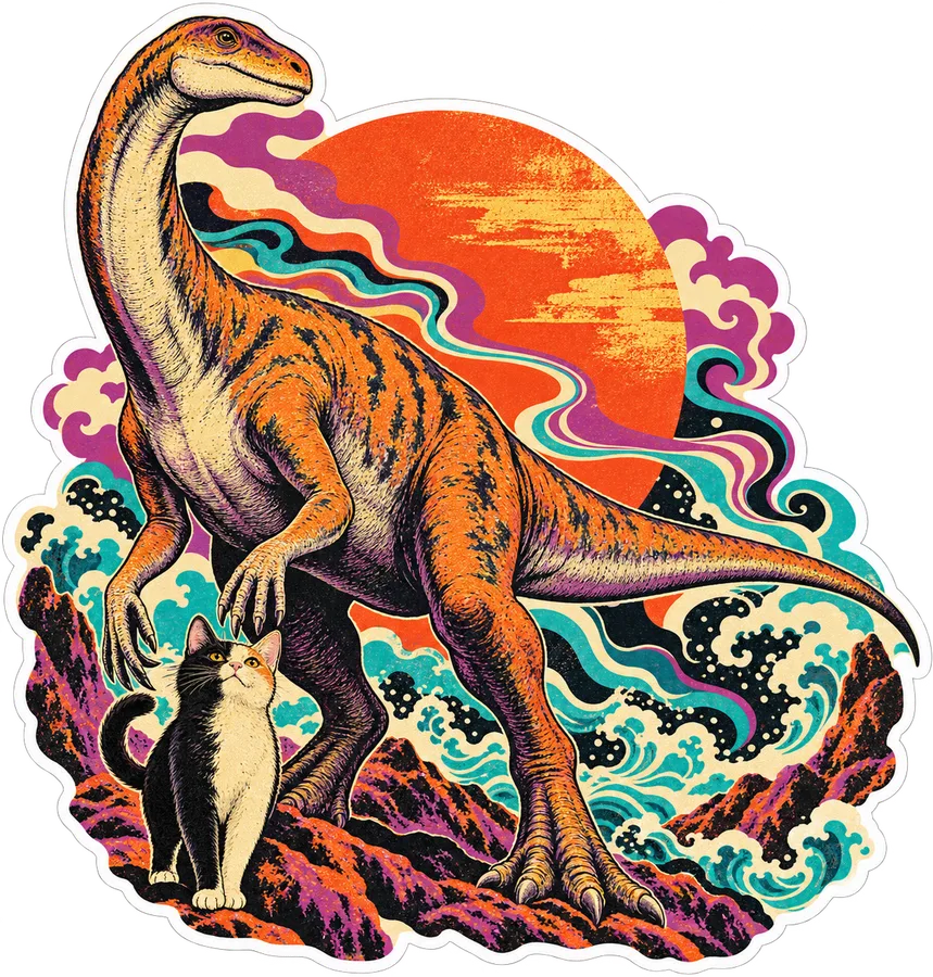 Plateosaurus — With a cat dinosaur sticker, Cosmic Cats collection
