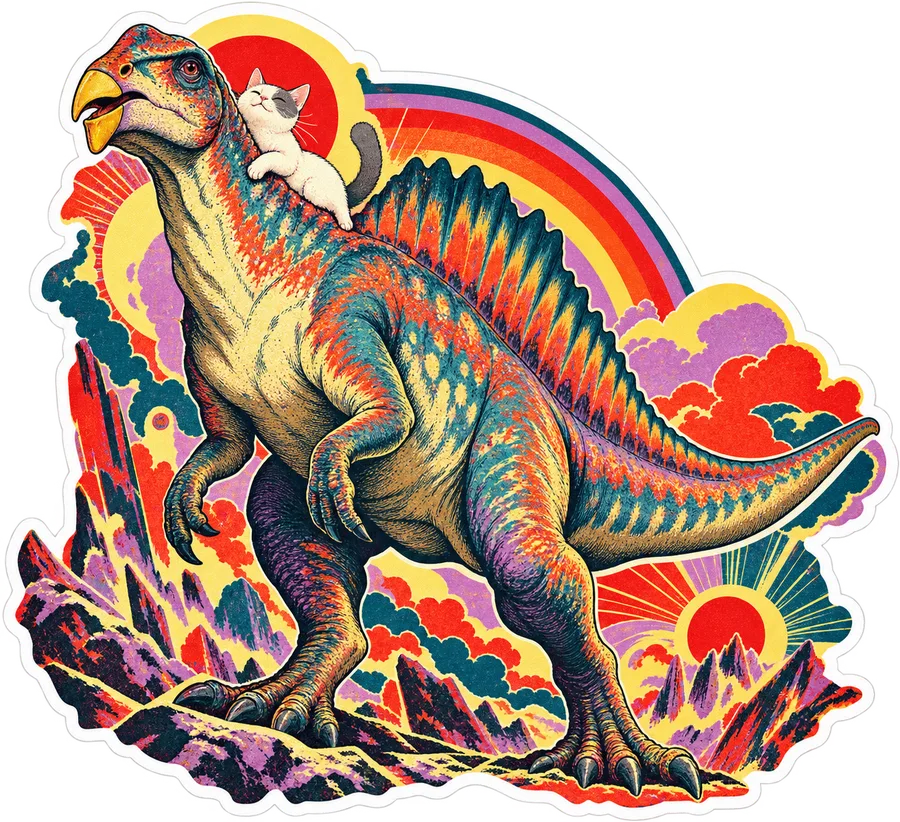 Ouranosaurus — With a cat dinosaur sticker, Cosmic Cats collection