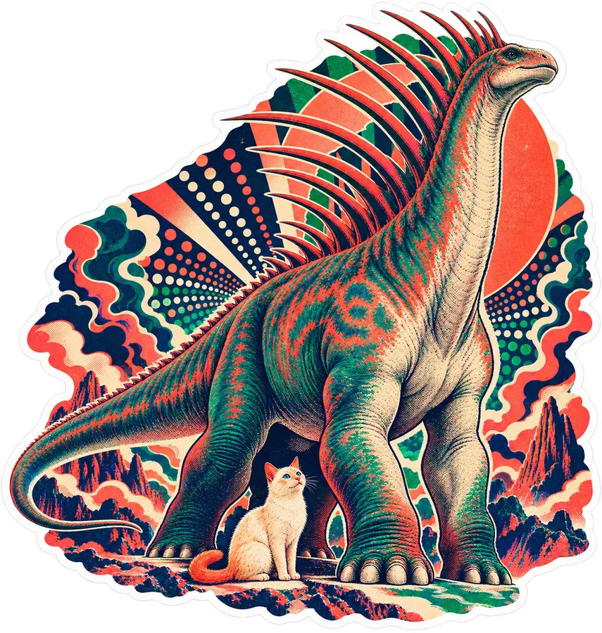 Amargasaurus — With a cat dinosaur sticker, Cosmic Cats collection