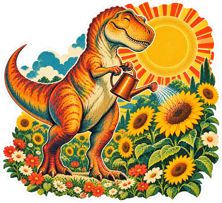 Tyrannosaurus rex — In the garden dinosaur sticker, Garden collection