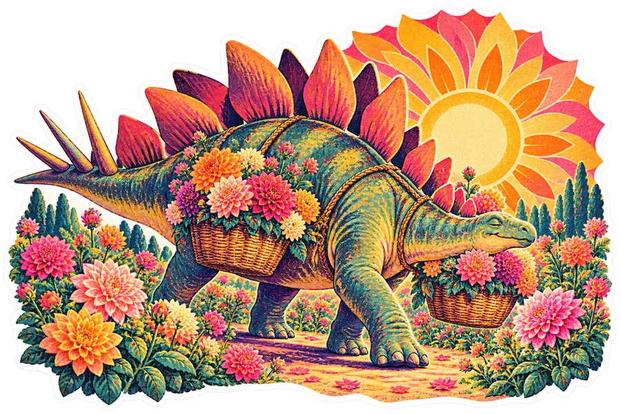Stegosaurus — In the garden dinosaur sticker, Garden collection