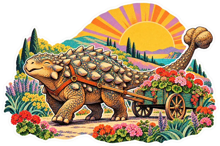 Ankylosaurus — In the garden dinosaur sticker, Garden collection