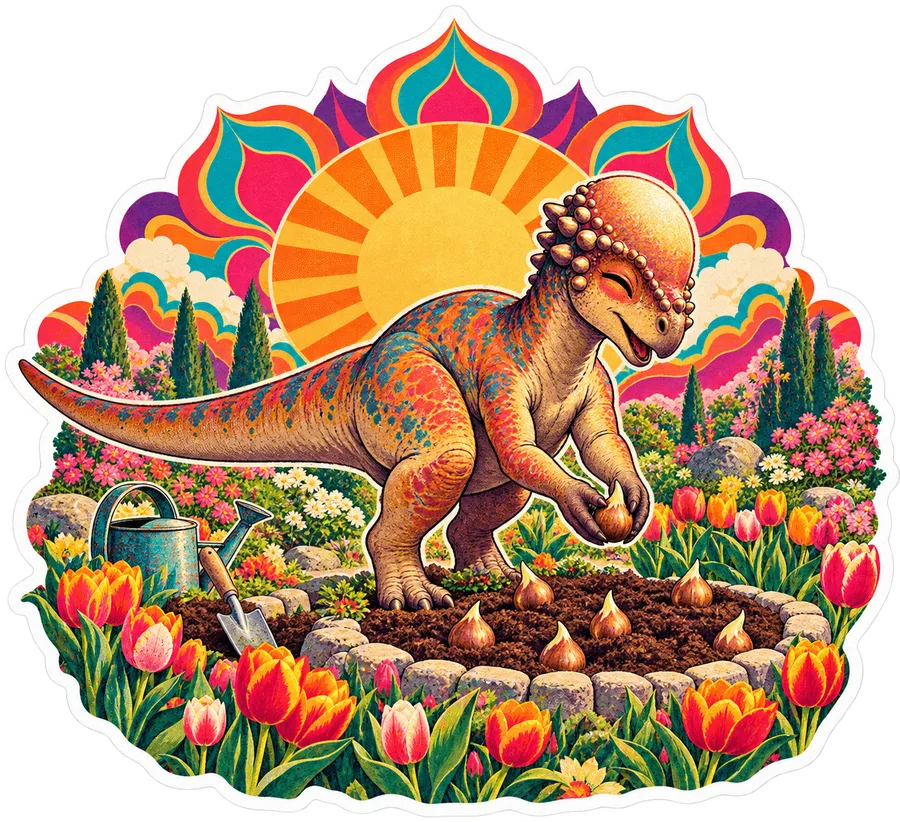 Pachycephalosaurus — In the garden dinosaur sticker, Garden collection