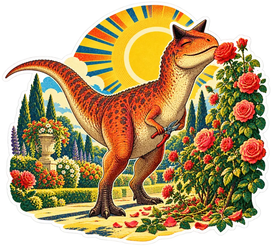 Carnotaurus — In the garden dinosaur sticker, Garden collection