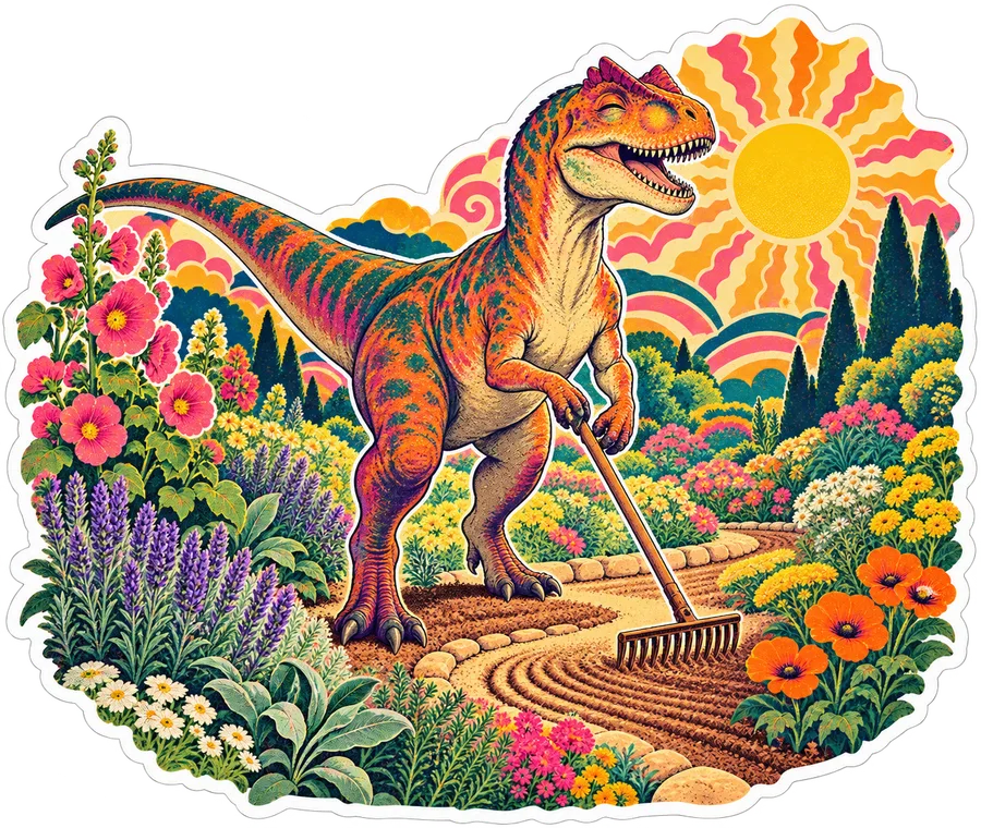 Allosaurus — In the garden dinosaur sticker, Garden collection