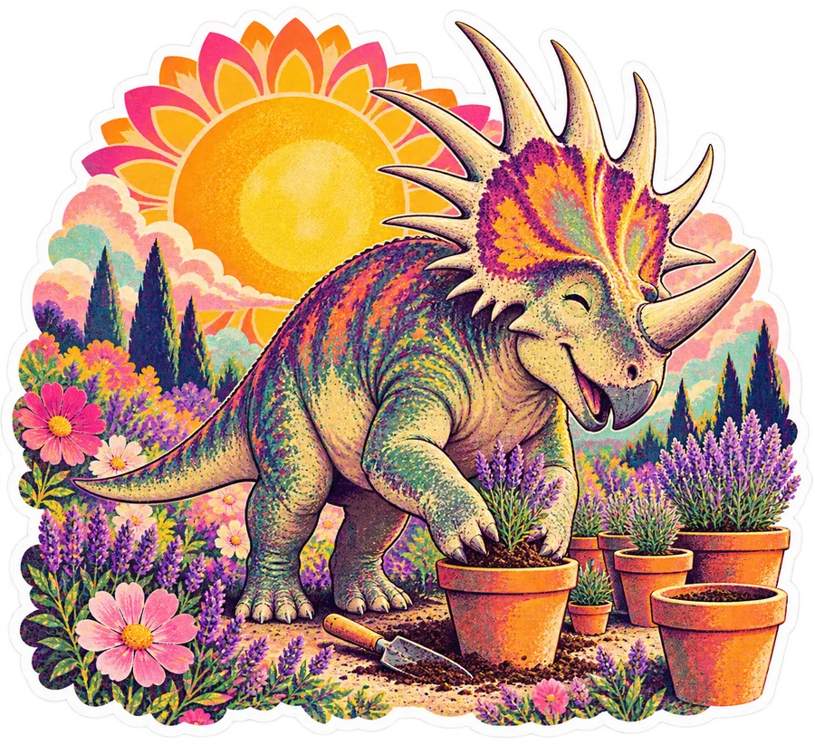 Styracosaurus — In the garden dinosaur sticker, Garden collection