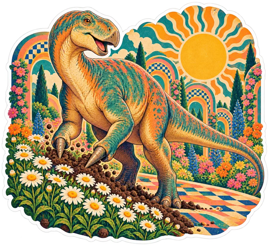 Iguanodon — In the garden dinosaur sticker, Garden collection