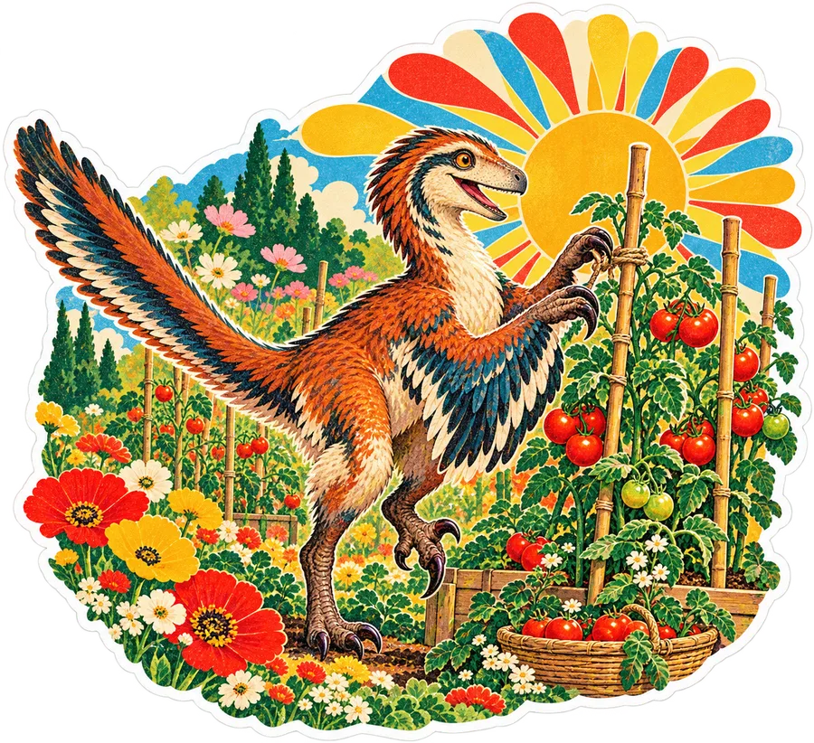Deinonychus — In the garden dinosaur sticker, Garden collection