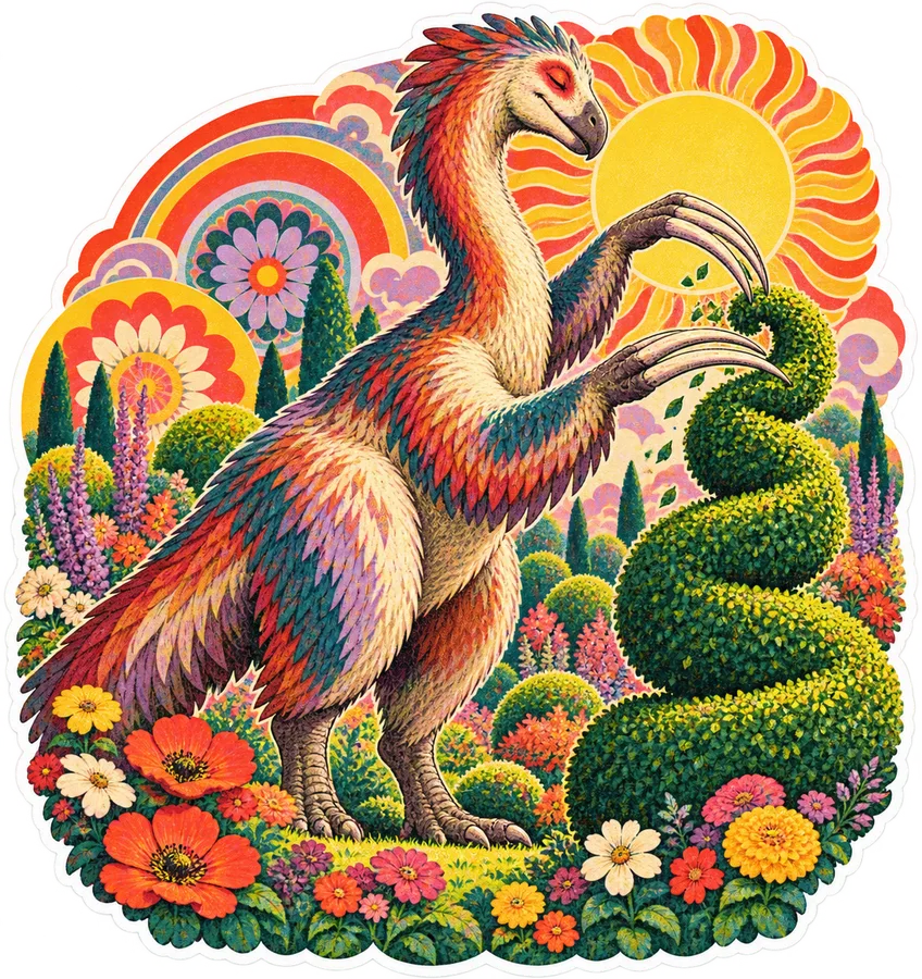Therizinosaurus — In the garden dinosaur sticker, Garden collection