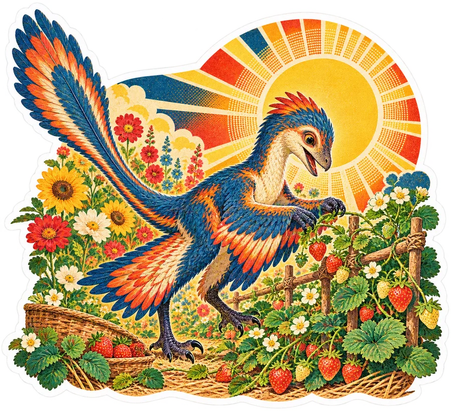 Microraptor — In the garden dinosaur sticker, Garden collection