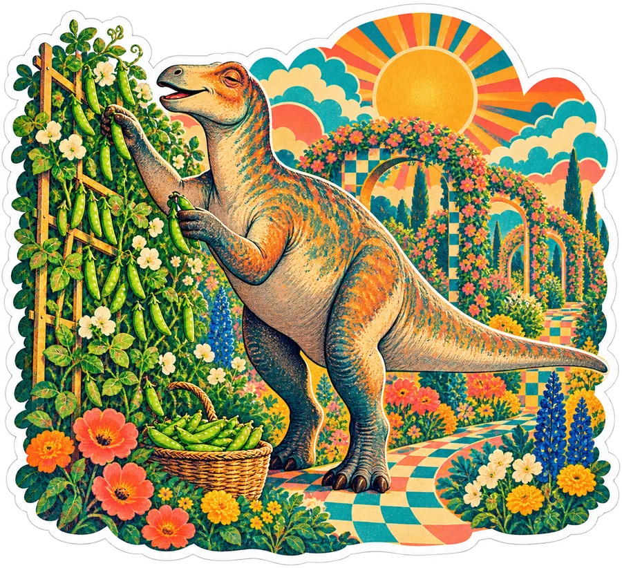 Edmontosaurus — In the garden dinosaur sticker, Garden collection