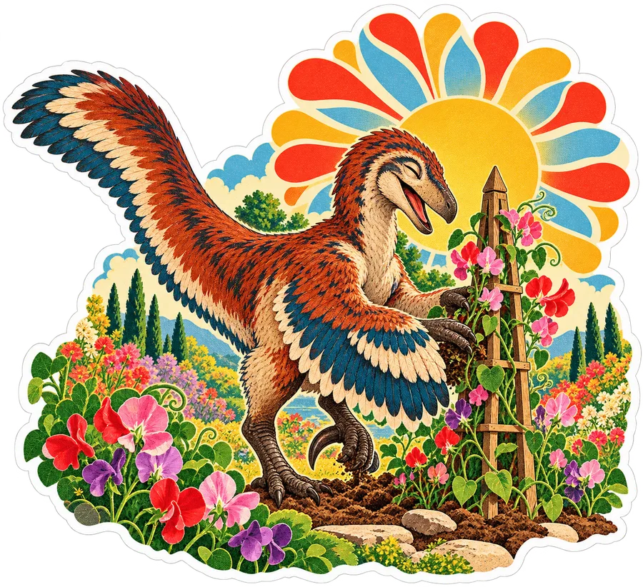 Utahraptor — In the garden dinosaur sticker, Garden collection
