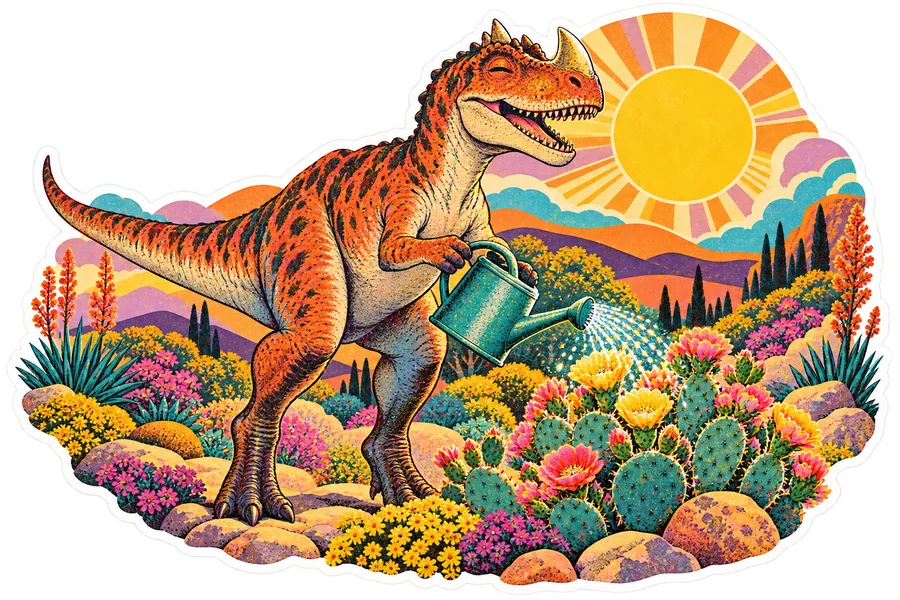 Ceratosaurus — In the garden dinosaur sticker, Garden collection