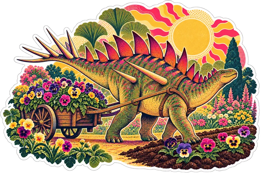 Kentrosaurus — In the garden dinosaur sticker, Garden collection