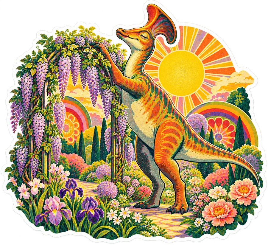 Lambeosaurus — In the garden dinosaur sticker, Garden collection