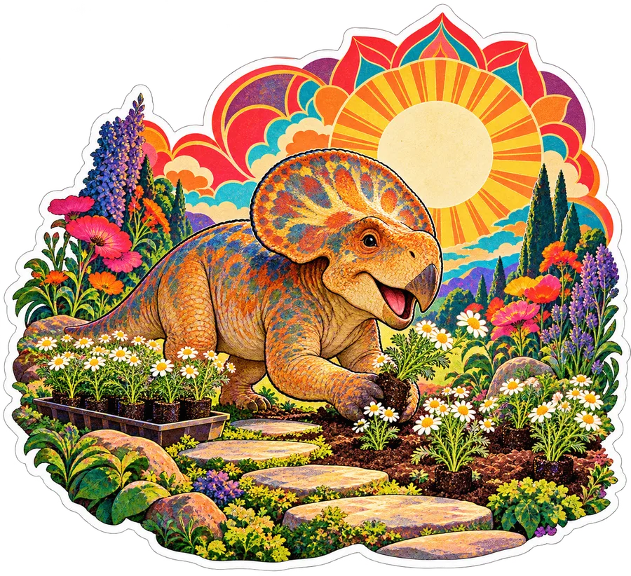 Protoceratops — In the garden dinosaur sticker, Garden collection