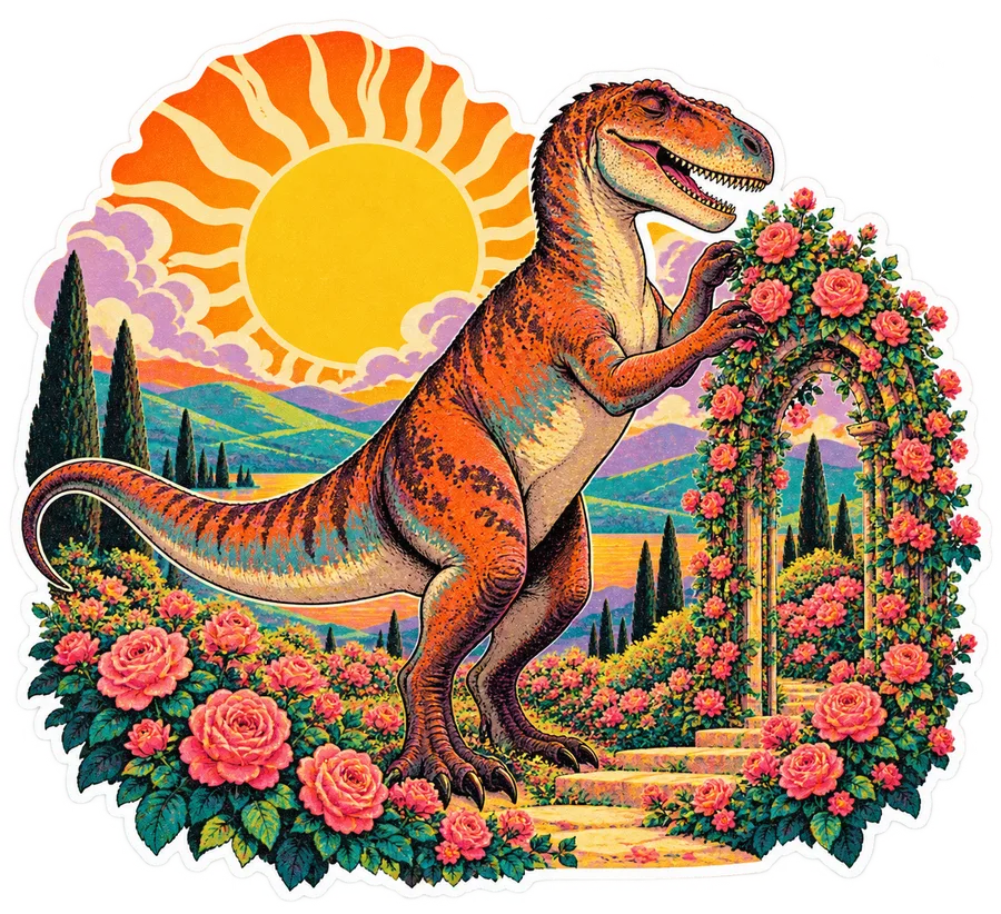 Giganotosaurus — In the garden dinosaur sticker, Garden collection