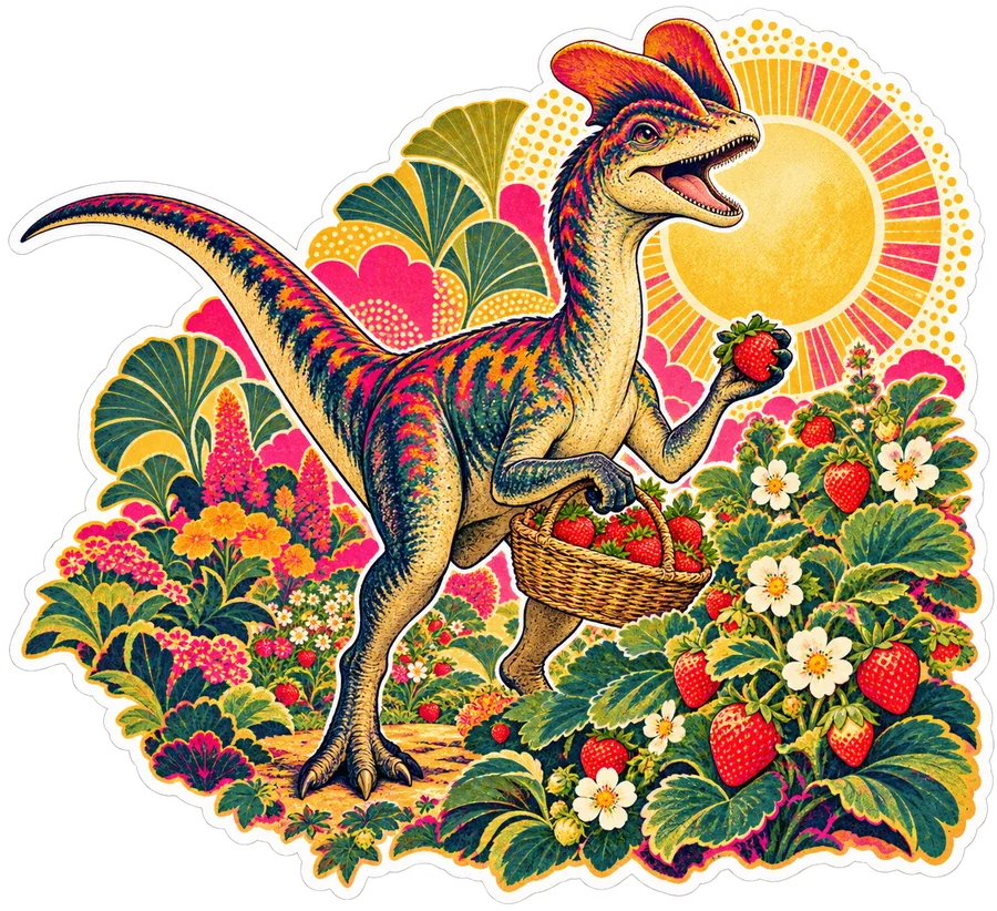 Dilophosaurus — In the garden dinosaur sticker, Garden collection