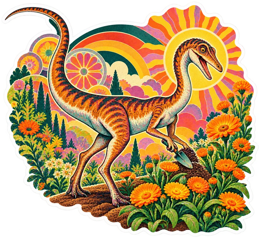 Coelophysis — In the garden dinosaur sticker, Garden collection