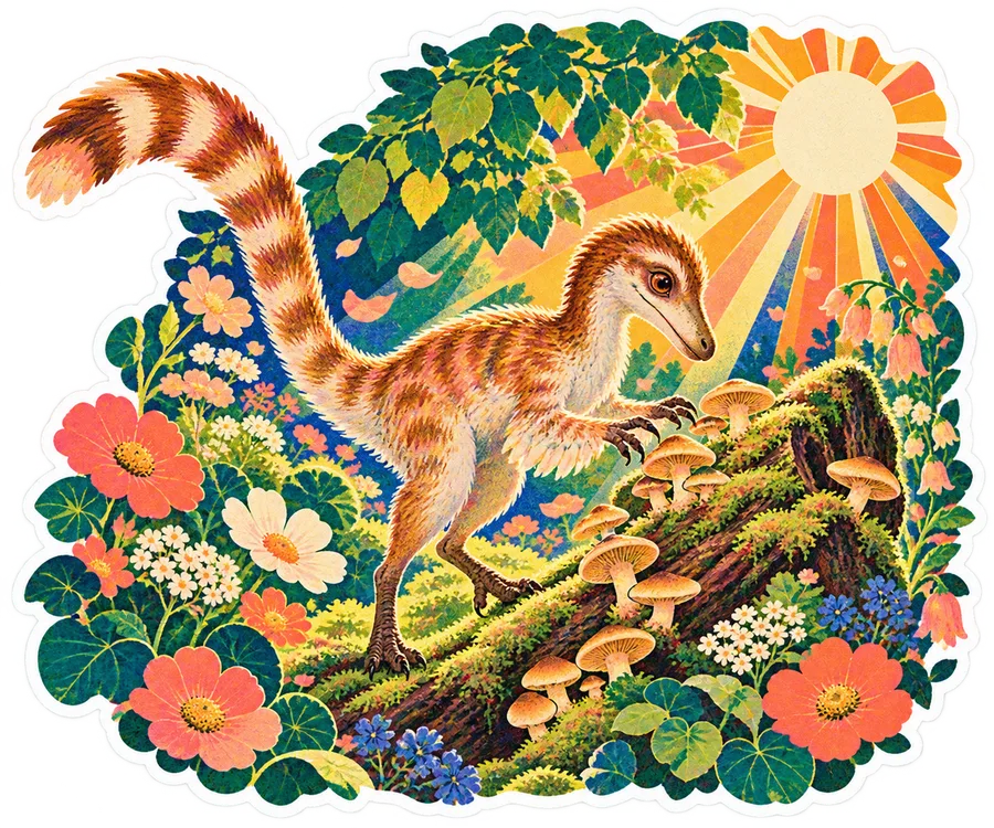 Sinosauropteryx — In the garden dinosaur sticker, Garden collection