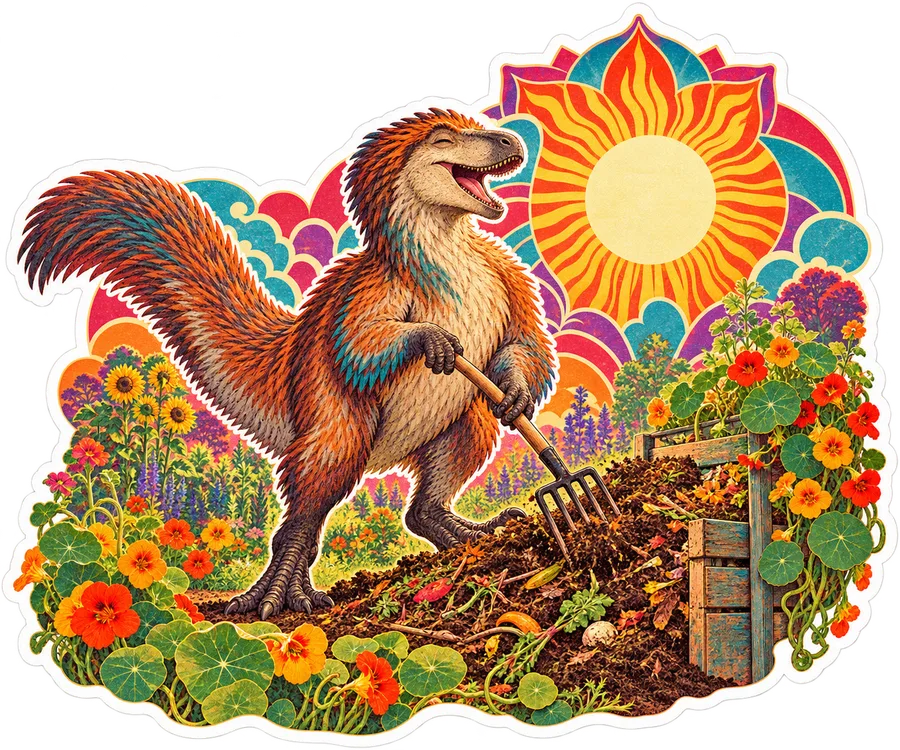 Yutyrannus — In the garden dinosaur sticker, Garden collection