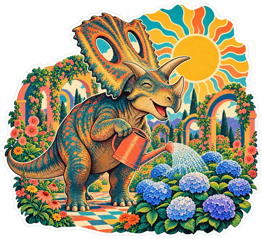 Chasmosaurus — In the garden dinosaur sticker, Garden collection