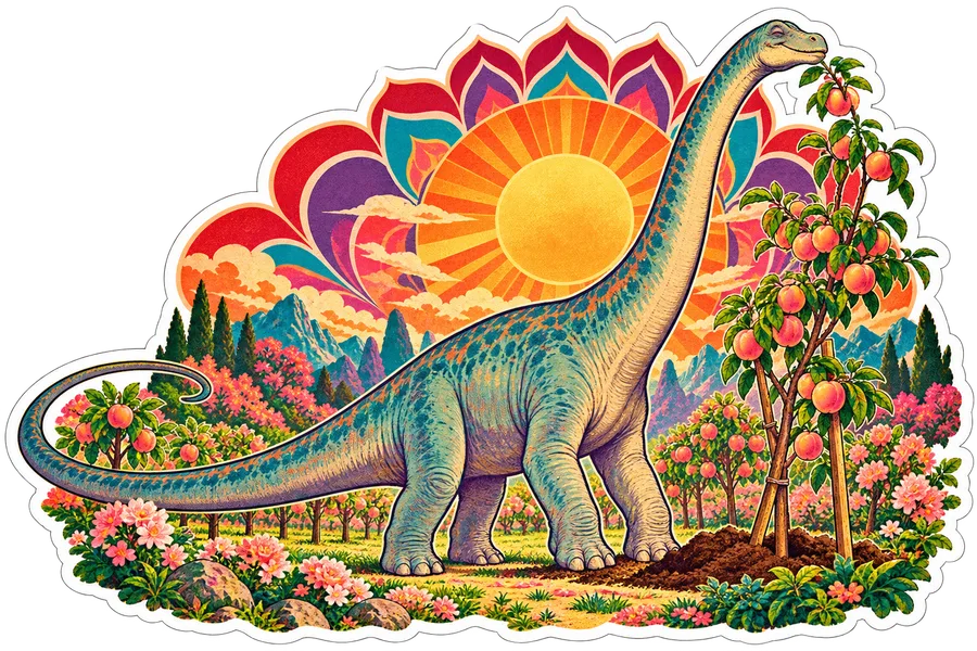 Mamenchisaurus — In the garden dinosaur sticker, Garden collection