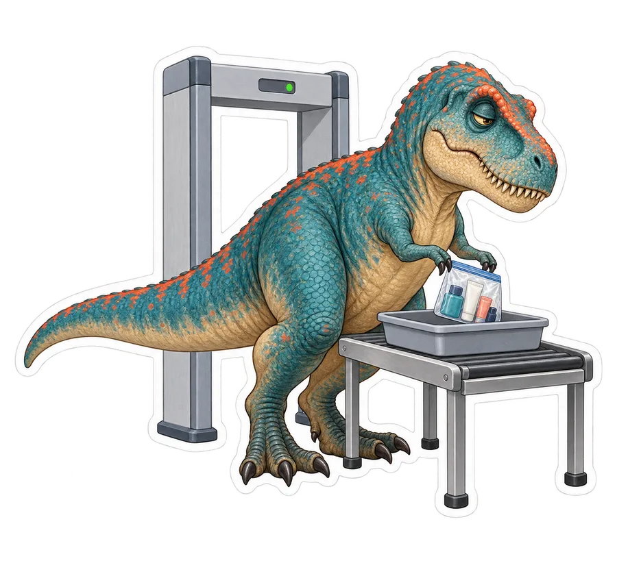 Tyrannosaurus rex — Airport security dinosaur sticker, Storybook collection