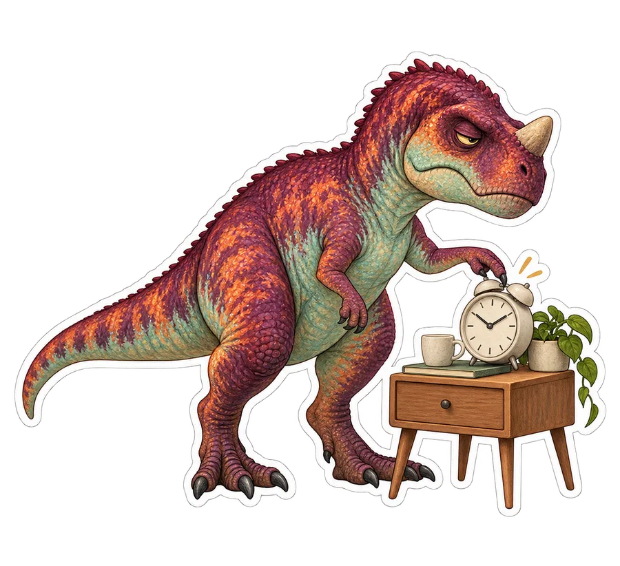Majungasaurus — At a tiny bedside table dinosaur sticker, Storybook collection