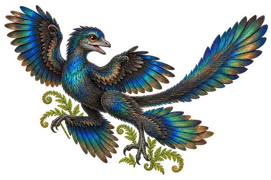 Microraptor — Species portrait dinosaur sticker, Storybook collection