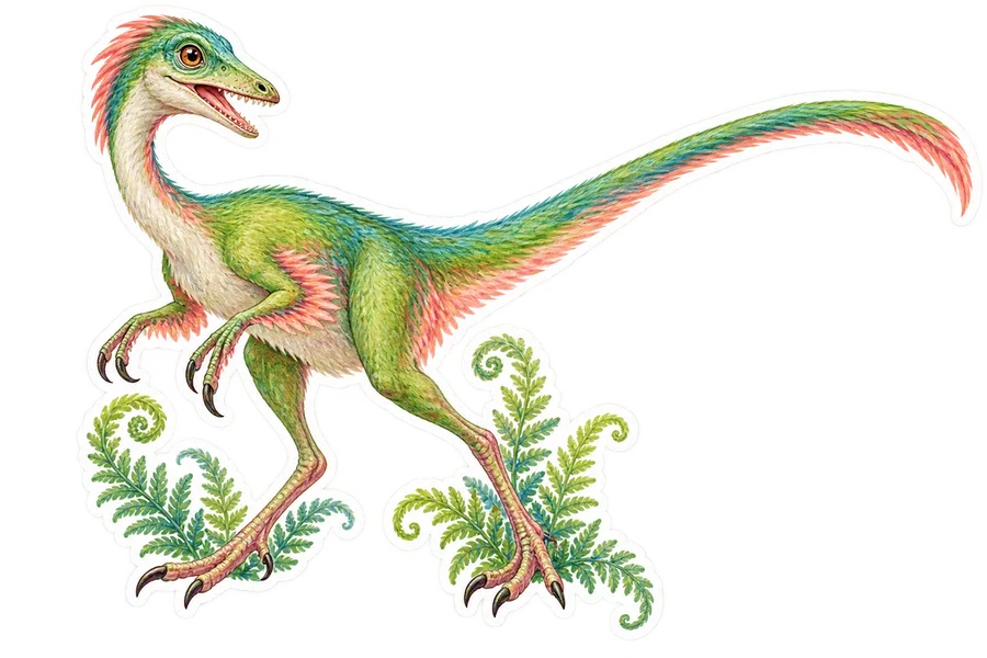Compsognathus — Species portrait dinosaur sticker, Storybook collection
