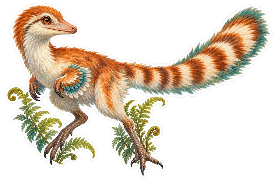 Sinosauropteryx — Species portrait dinosaur sticker, Storybook collection