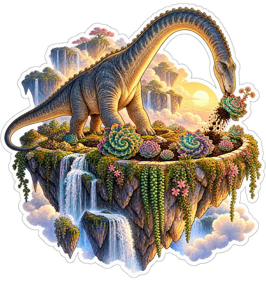 Spiral succulents — Garden dinosaur sticker, Garden collection