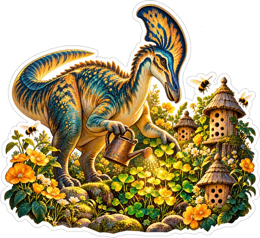 Honey garden — Lambeosaurus dinosaur sticker, Garden collection