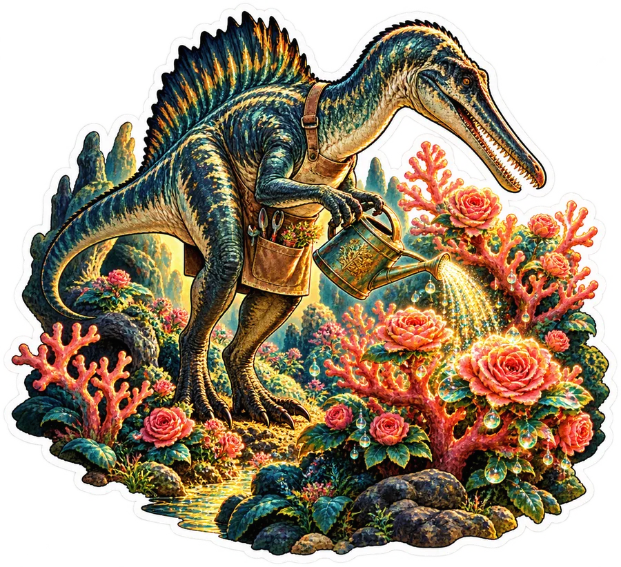 Coral rose garden — Garden dinosaur sticker, Garden collection