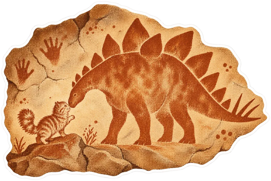 Stegosaurus & Cats: Art Through Time dinosaur stickers