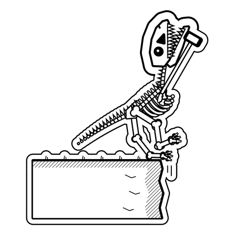 Tyrannosaurus rex — Selfie at the cliff edge, one more step back. dinosaur sticker