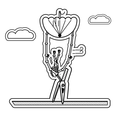 Pteranodon — Jumped with an umbrella for a parachute. It inverted. dinosaur sticker