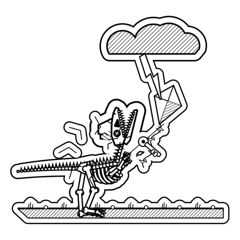 Dilophosaurus — Flew a kite with a key on the string in a thunderstorm. dinosaur sticker