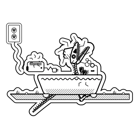 Dilophosaurus — Took a bath with a plugged-in toaster. dinosaur sticker