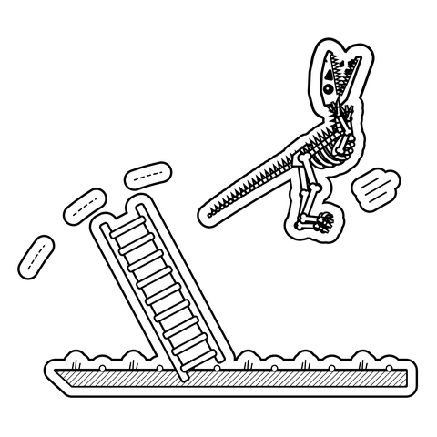 Velociraptor — Stood on the top rung of a ladder leaning on nothing. dinosaur sticker