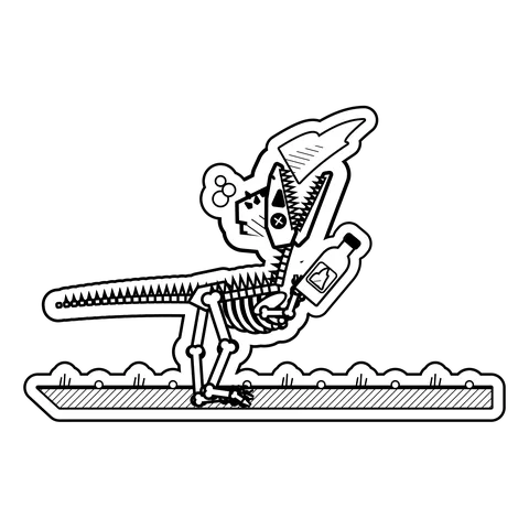 Dilophosaurus — Drank a whole bottle of hot sauce. Flames. dinosaur sticker