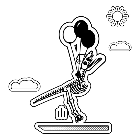 Dilophosaurus — Floated away on three balloons. dinosaur sticker